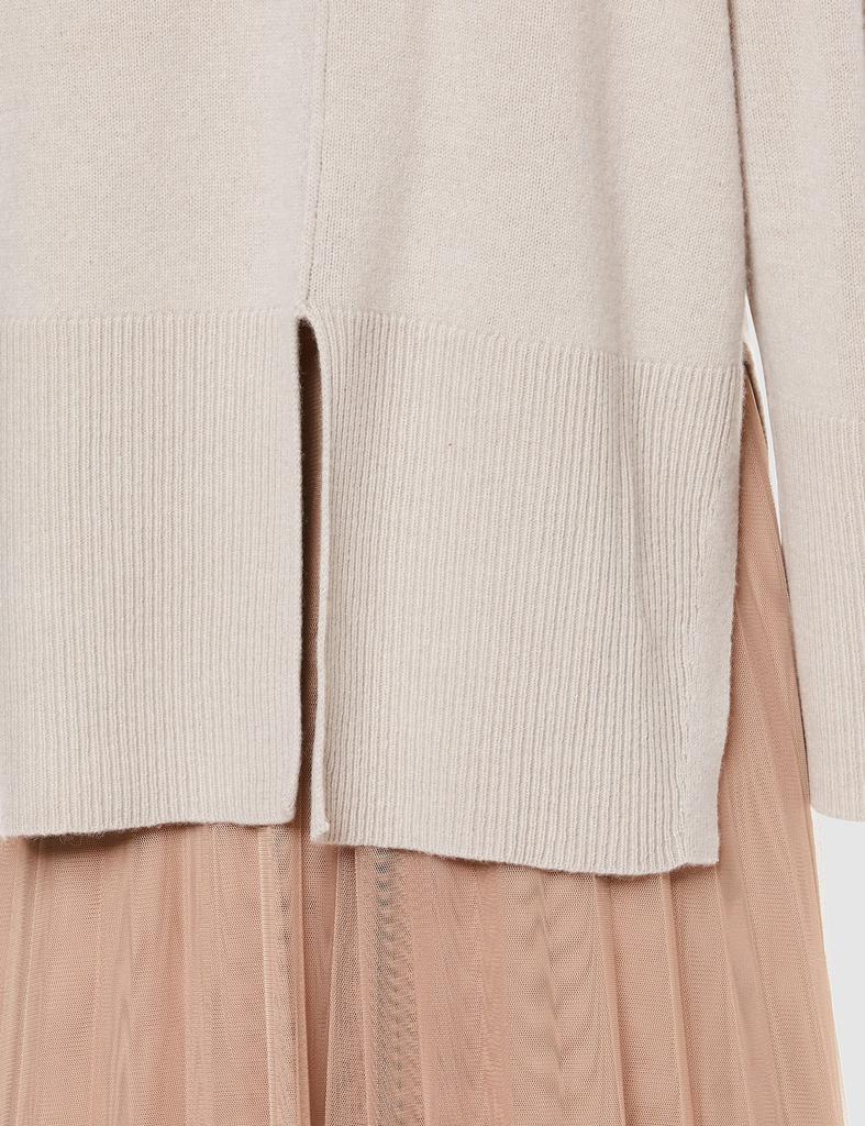 Mira Owen Wool Cashmere Crew Neck Knit with Back IVR 0 Slit, 09WNT214038, Women's,