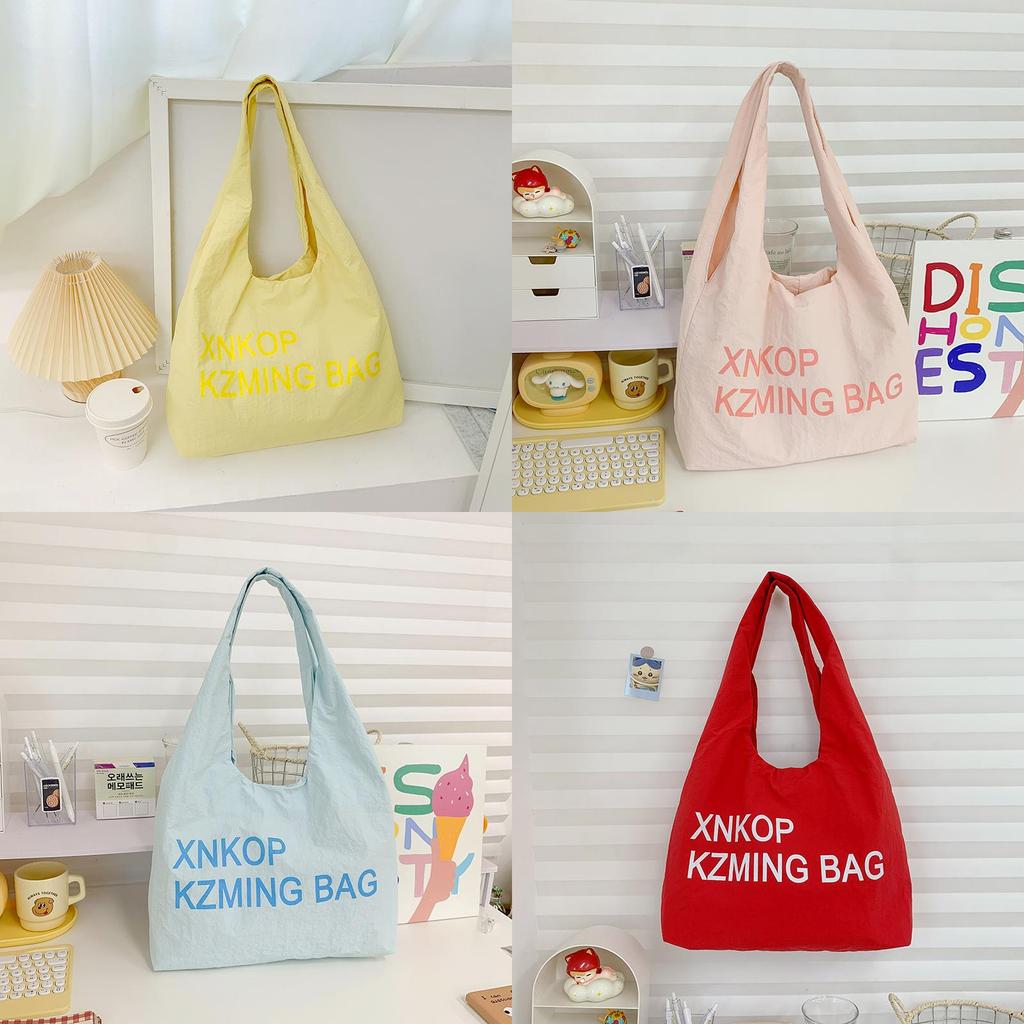 Large Nylon Shoulder Bag With Scrunched Design And Phone Pocket For Womens Fashion