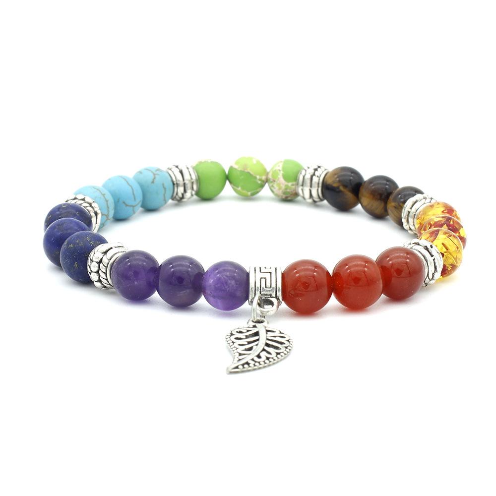 Colorful Stone Beaded Leaf Bracelet - Trendy Accessory