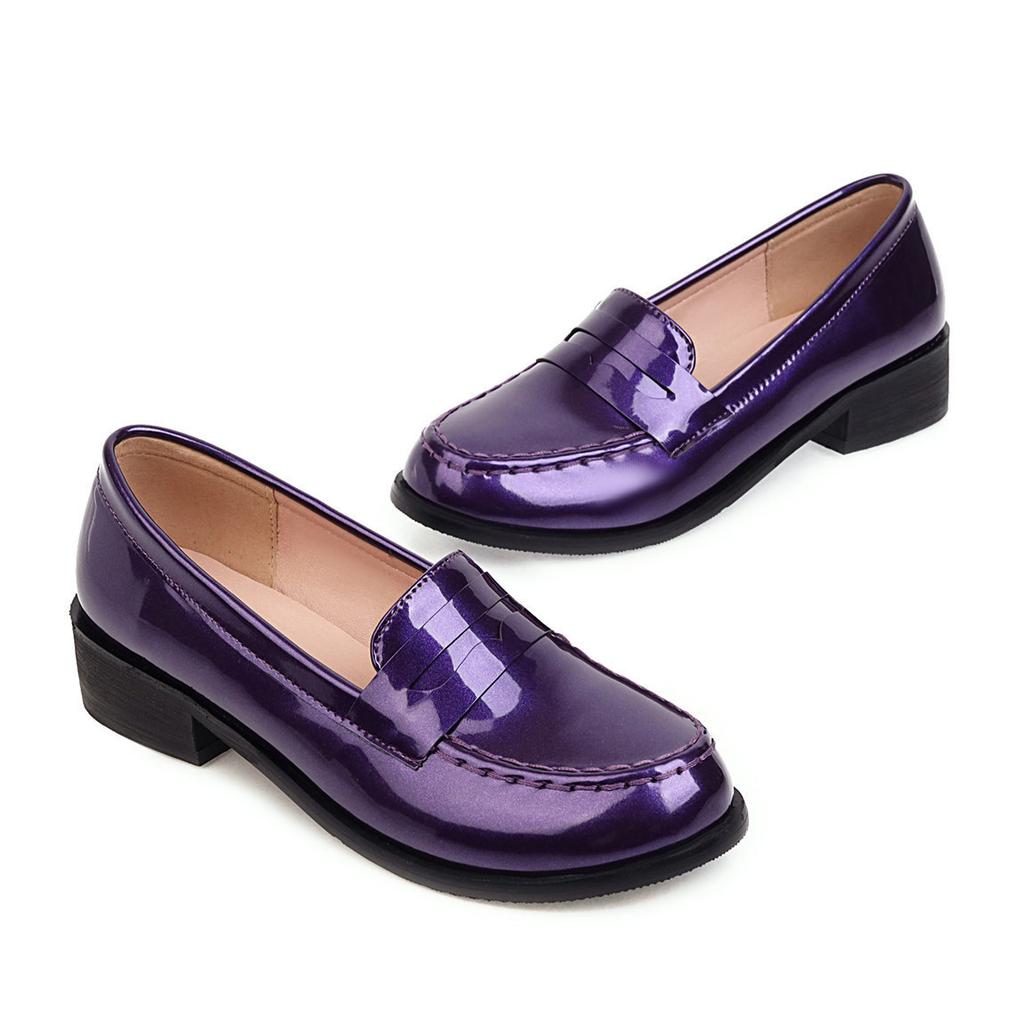 Produse noi de primăvară și toamnă, tocuri joase, retro, cu vârf rotund, mărime mare, casual, culoare uni, pantofi simpli de damă