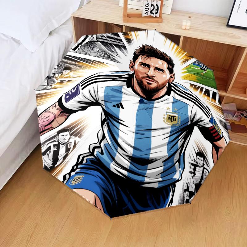 Golden Messi Glory Umbrella Folding umbrella, automatic umbrella 8-Frame for Travel, camping Use Gift for Halloween Christmas