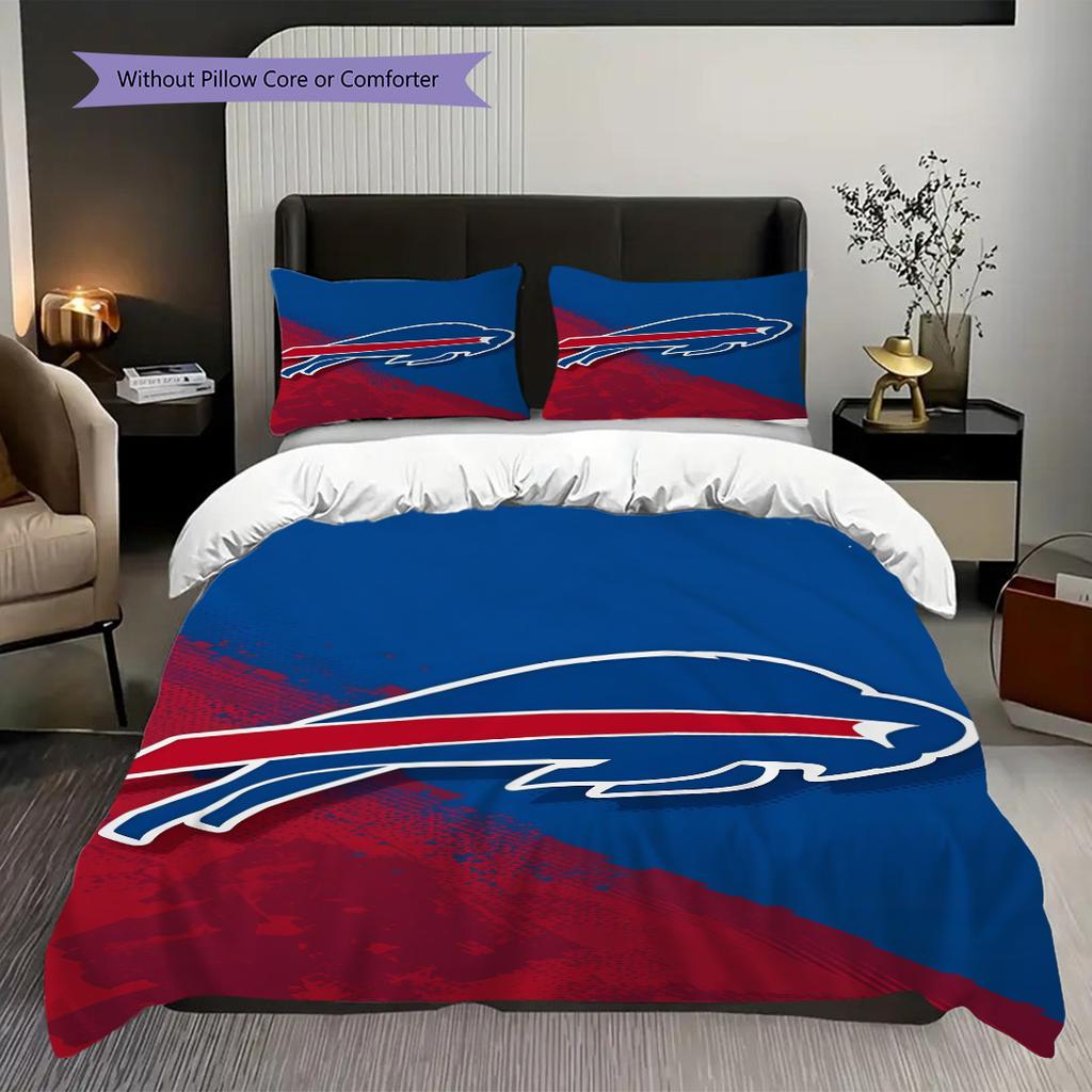 Set di tre pezzi Spirito di squadra Buffalo Bills(1 * copripiumino + 2 * federa, senza nucleo)Set biancheria da letto Morbido e confortevole Copripiumino e federa