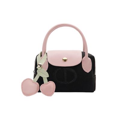 Bag [Customized Cosmetic Bag] Black Pink Cherry Polyester Fiber Year of the Horse Limited Edition CNY Girlfriend Versatile for Commuting