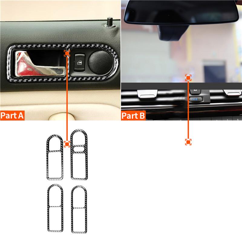 Car Carbon Fiber Interior Button Panel Trim Sticker Frame For VW Golf 4 GTI Jetta MK4 1999-2004 Styling Accessories