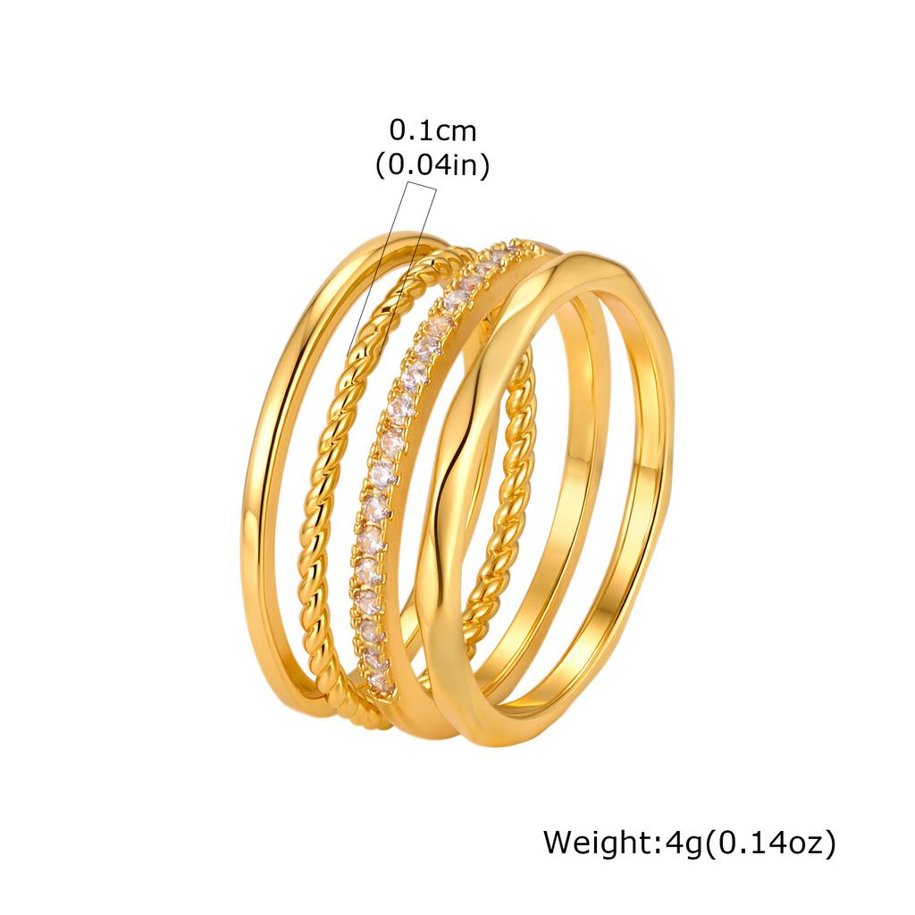Stackable Rings for Women 14k Gold Plated Twist Band Micro Pave CZ Comfort Fit Midi Knuckle Ring Set s Pack Jewelry