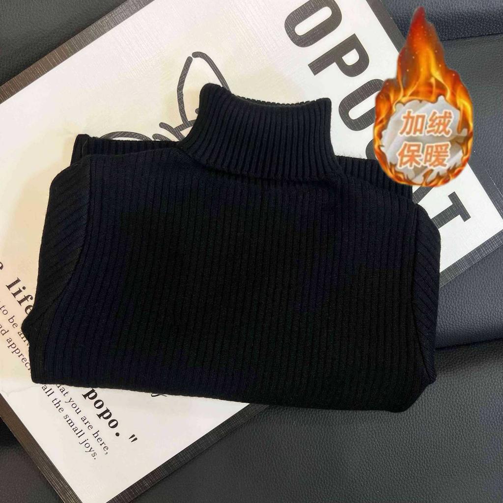 Kids Autumn Winter Fleece Lined Turtleneck Sweater Thick Warm Knit Pullover Toddler Thermal Base Layer Shirt