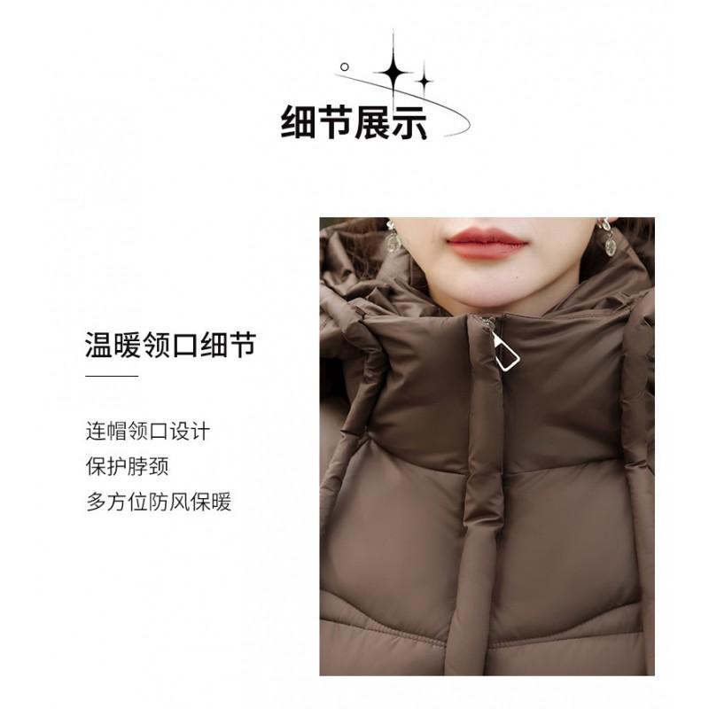 Womens Winter Puffer Coat Mid-Length Hooded Warm Down Cotton Jacket Loose Fit Casual Office Wear