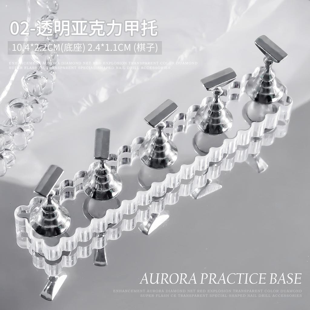 Nowy Magnetyczny Uchwyt na Paznokcie Stojak Ekspozycyjny do Ćwiczeń Żywica Laser Aurora Lodowy Przezroczysty Podstawa w Kształcie Serca Półka Ekspozycyjna Narzędzie do Nail Artu