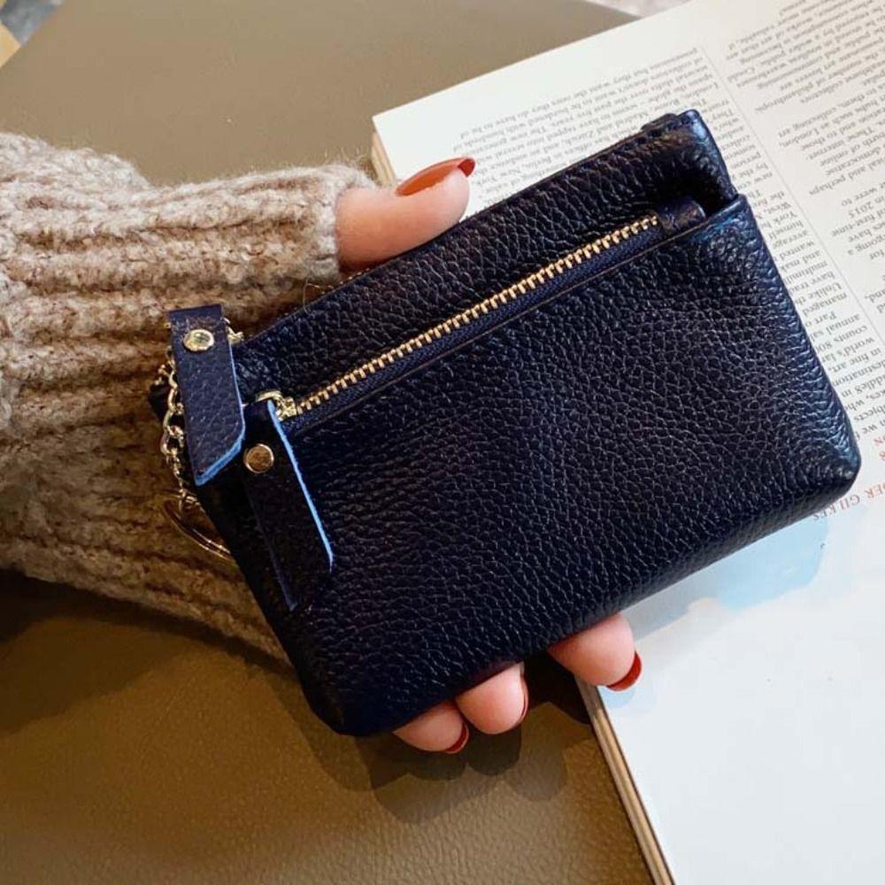 Hand Clutch Small Cowhide Wallets Zipper Lipstick Storage Bag Money Pocket Pu Coin Purse Daily
