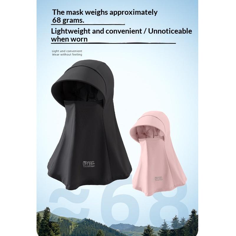 Summer UV Protection Full Face Cover Sunscreen Mask With Hat Brim Adjustable Breathable Outdoor Sports Face Shield