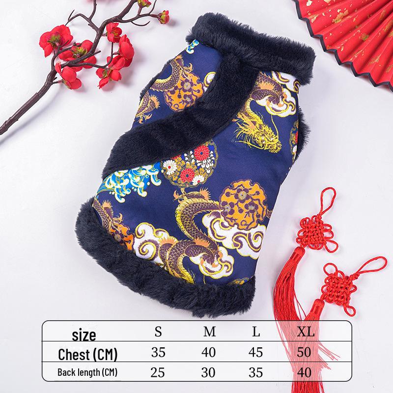 "Autumn/Winter Pet Chinese Dragon Suit: New Year Tang Dog & Cat Apparel"