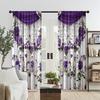 2 Pcs Purple Floral Print Curtains – Polyester Rod Pocket Design for All-Season Decor   Perfect for Bedroom Living Room & More