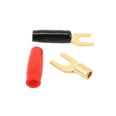 4 Stück Y-Stil Gabelschuh Bananenstecker Vergoldet Stimmgabel Bananenstecker Klinkenstecker Lötlos Lautsprecherkabel Stromanschluss