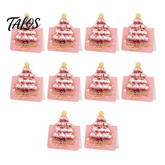 Blank Note Cards for Hand Written Blessings 10 Pcs 3D Christmas Tree Greeting Cards, Holiday Postcards Folded Xmas with Envelopes Bulk New Year,