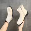 Fashion White Woman Short Shoes Leather Booties Round Toe Ankle Boots for Women Comfortable and Elegant Spring 2024 Pu High Quality Hot