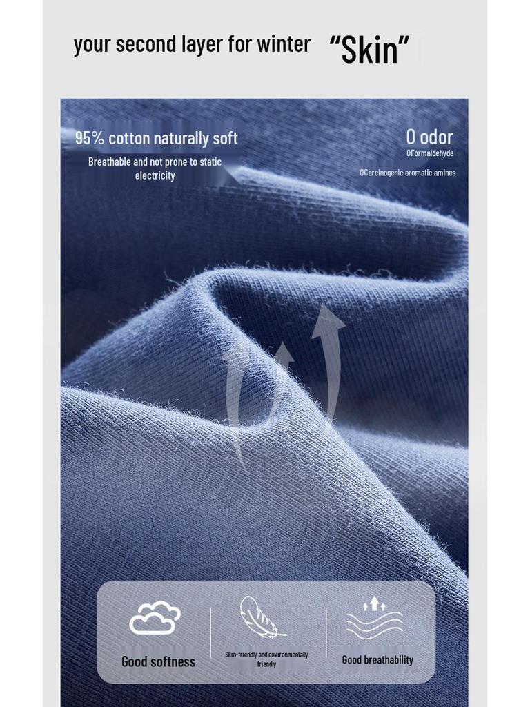 2025 Men's Slim-Fit Warm Thin Cotton Underwear Set - Class A Brushed Baby Cotton for Autumn