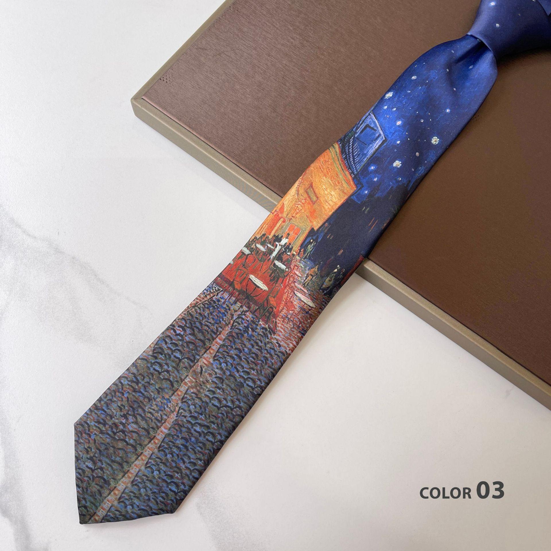 

Галстук звездного неба, картина маслом, 8 см, оригинальный мужской и женский наряд, печать, ретро-галстук