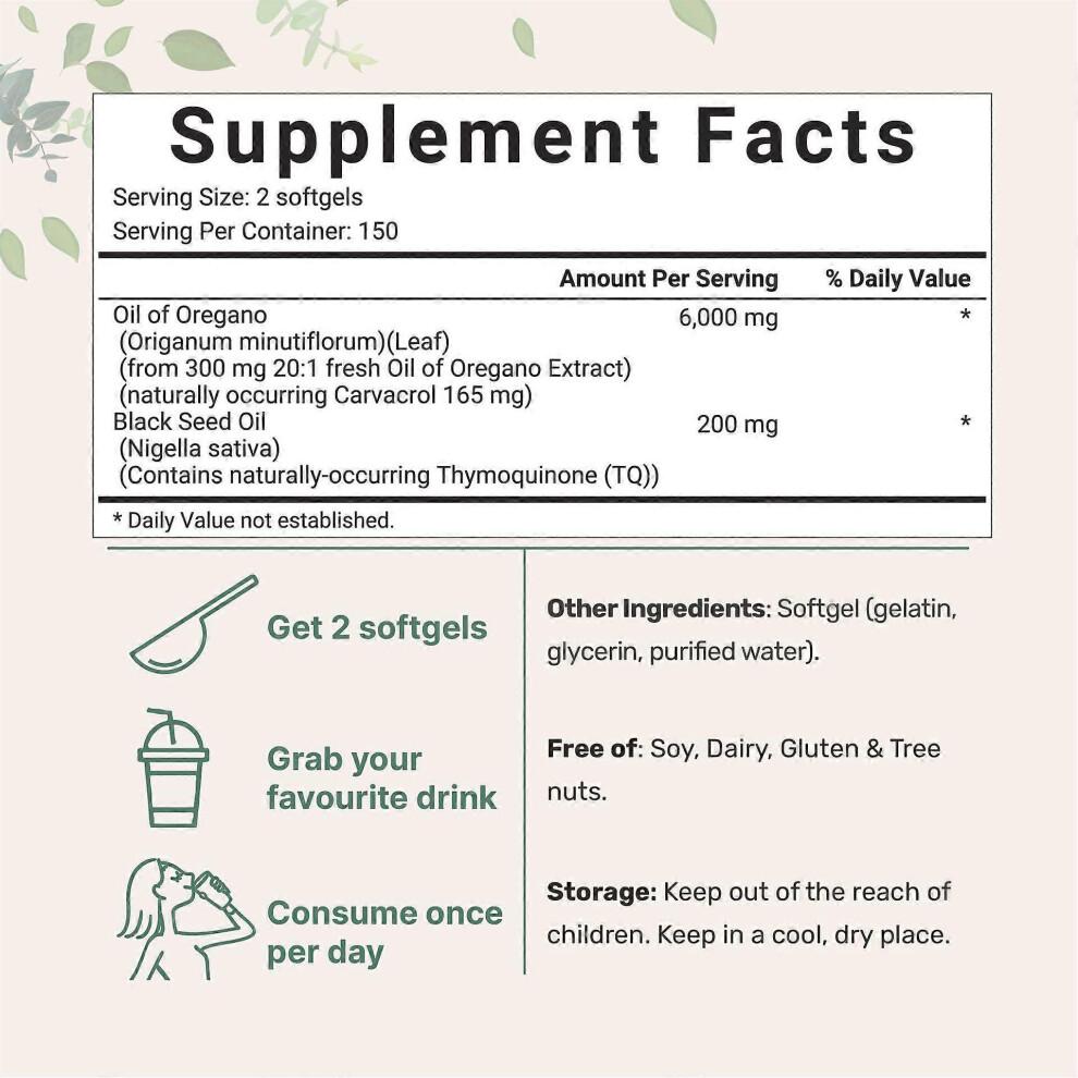 (3pcs) Oregano Oil Soft Capsules 300 Count Tube Feeding Supplements