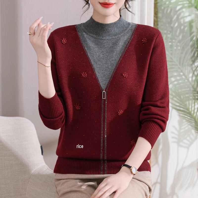 Yalu Women's Winter Warm Semi-Turtleneck Knit Sweater for Moms