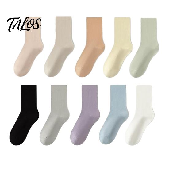 Lightweight Breathable Hosiery Crew Socks for Women, Solid Color Mid-calf Socks, Non-binding Daily Wear Cotton Yoga And Sports, Comfortable Casual Non