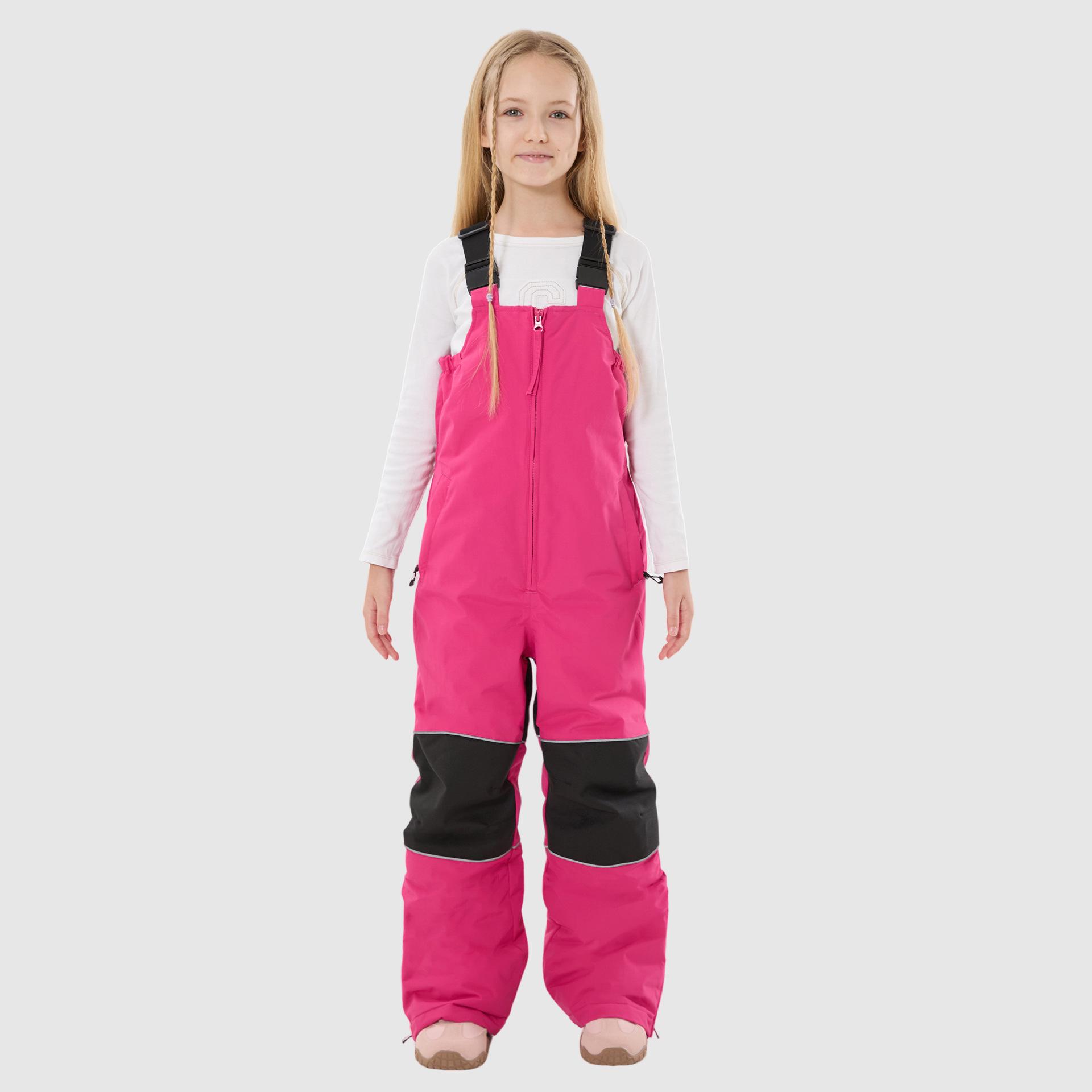 Kids Thickened Cotton Padded Ski Pants, Windproof & Waterproof, Workwear Style Bib Overalls for Outdoor Snowboarding/Skiing. 5 (Height 110 cm)