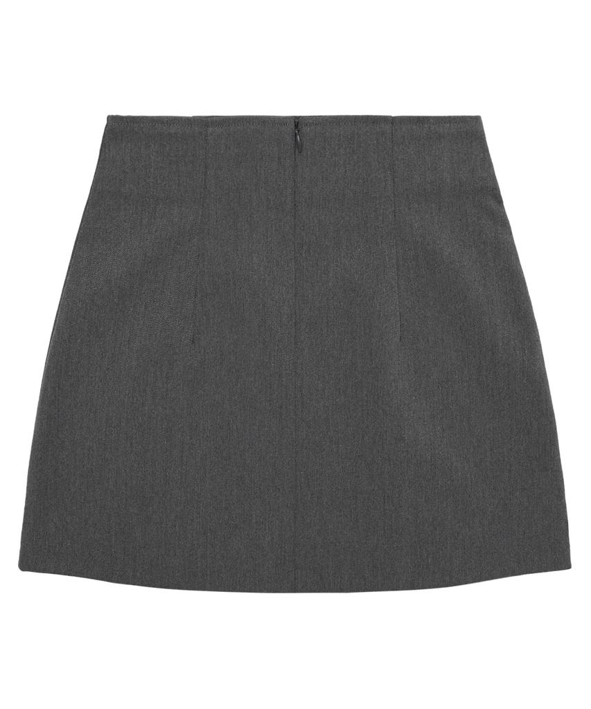 Canvas Pintuck Mini Skirt_Charcoal