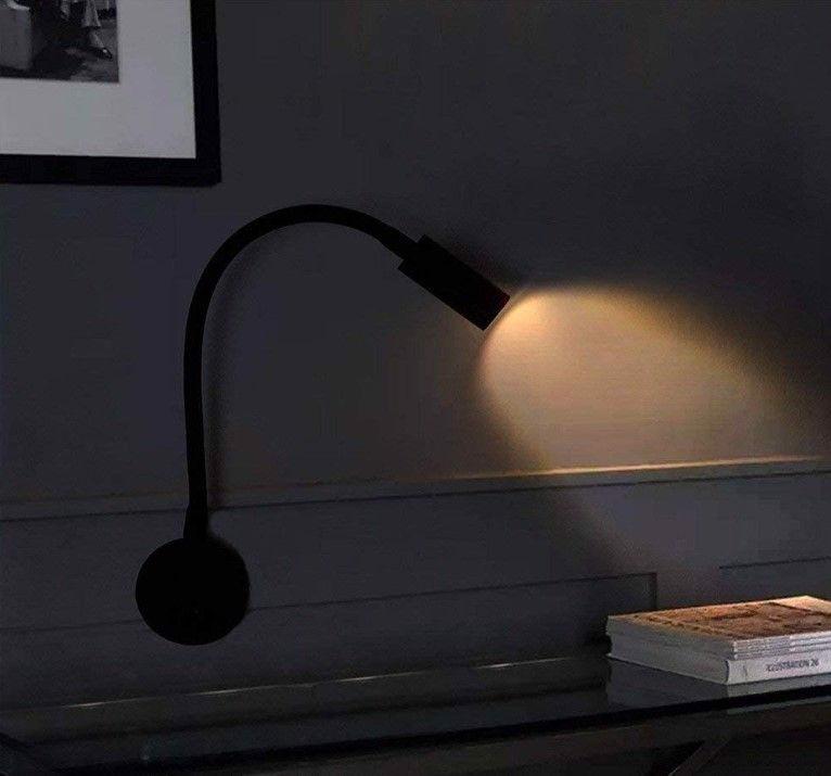 Czarny Kinkiet Lampa Led Gęsia Szyja 2Szt Do Czytania Elastyczna Ścienna