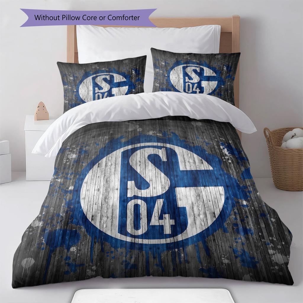 Biancheria da letto con motivo FC Schalke 04, Set piumone Copripiumino Federa Regalo di Compleanno per la Casa(1 * copripiumino + 2 * federa, senza nucleo)