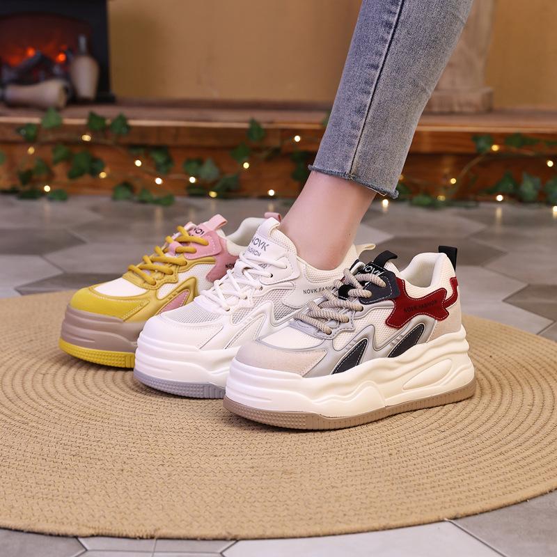 Fujin 8 см натуральная кожа вулканизированные летние женские массивные кроссовки удобные — фото 4