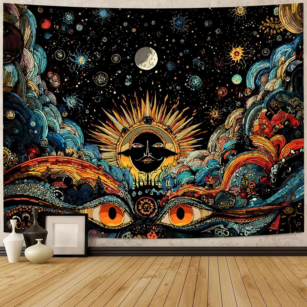 Decorative polyester tapestry with spatial themed design, digital printing, wall hanging, living room decoration, bedrooms, office, gift