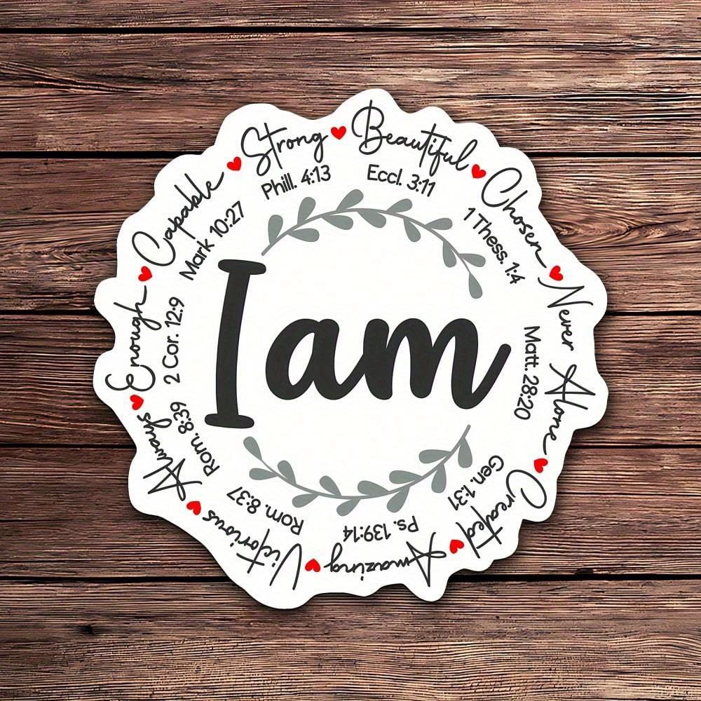 

1PC I Am Affirmation Sticker | Inspirational Bible Sticker Pack For Journals And Laptops | Waterproof Sticker For Water Bottles And Cars 1PC разноцветный