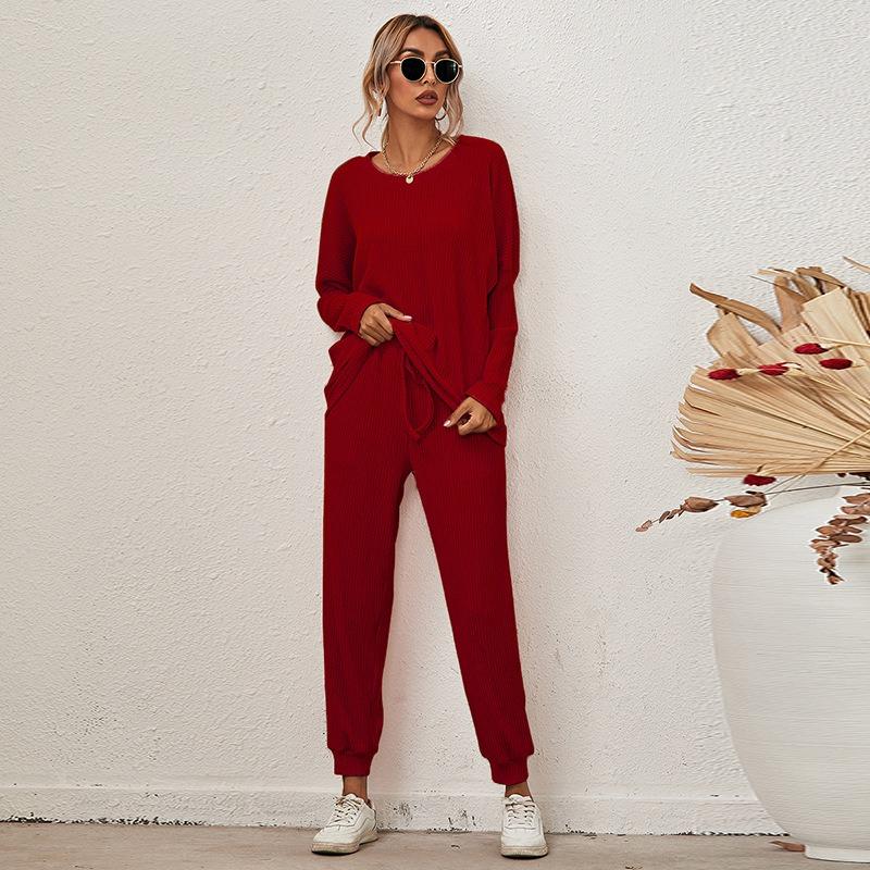JPNTKY Women's Fashion Casual Long Sleeve O-Neck Pants Suits