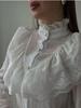 Women's Spring New  Palace Style Fairy Collar Shifon Design Breathable Leaf Edge Top