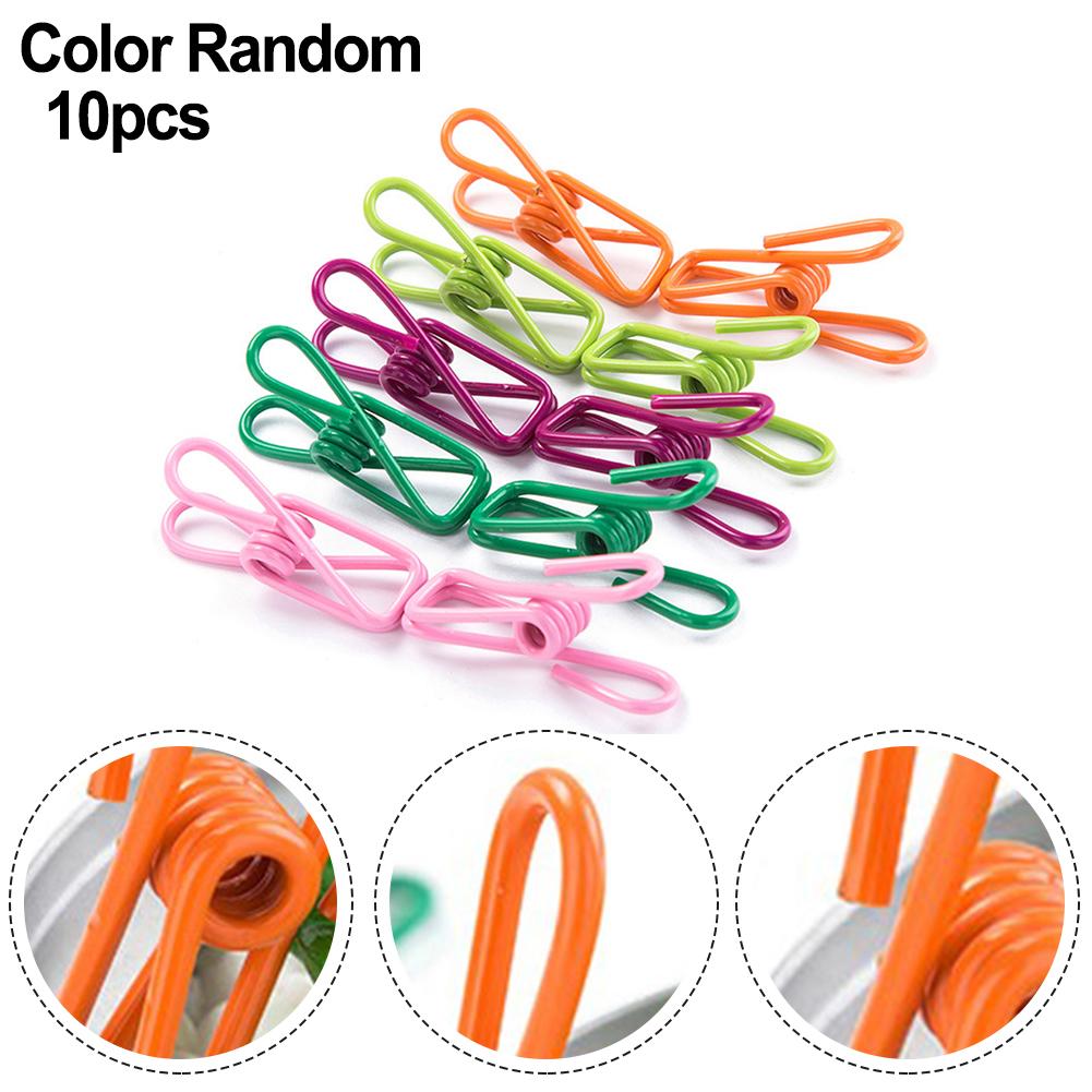10pcs Colorful PVC Clips for Clothes Drying Photos & Papers, Multipurpose Vinyl Coated Metal Spring Clips for Home Organization