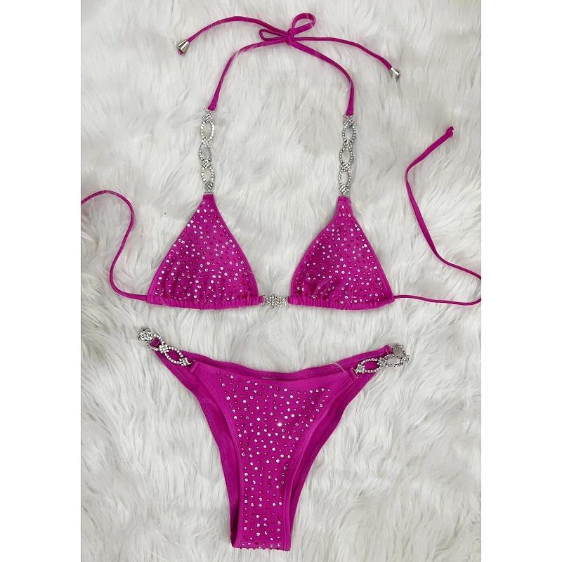 Seksi Kadın Elmas Mayo bikini seti Şınav Bandaj Mayo kadın Iki parçalı Mayo Plaj Kıyafeti