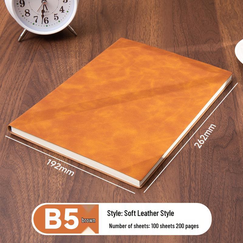 A5 Sheepskin Soft Leather Notebook – Customizable, Logo Printable, Thick Business Office Design