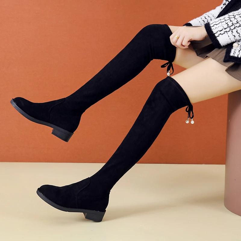 Модная обувь выше колена женские сапоги высокие кисточки туфли для женщин элегантные — фото 4