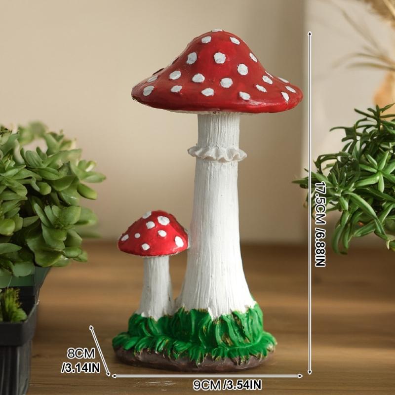 Miniature Mushroom Figurine Resin Craft Decorative Garden Figure For Tabletop Display And Plant Pot Accessories