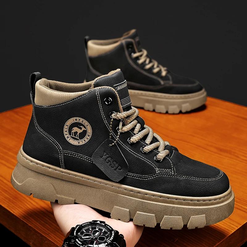 Modă Cizme Bărbați Piele Casual Iarnă Pantofi de Lucru Exterior Platformă Drumeție Designer Lux Modă Glezna Cowboy Combat Tactic