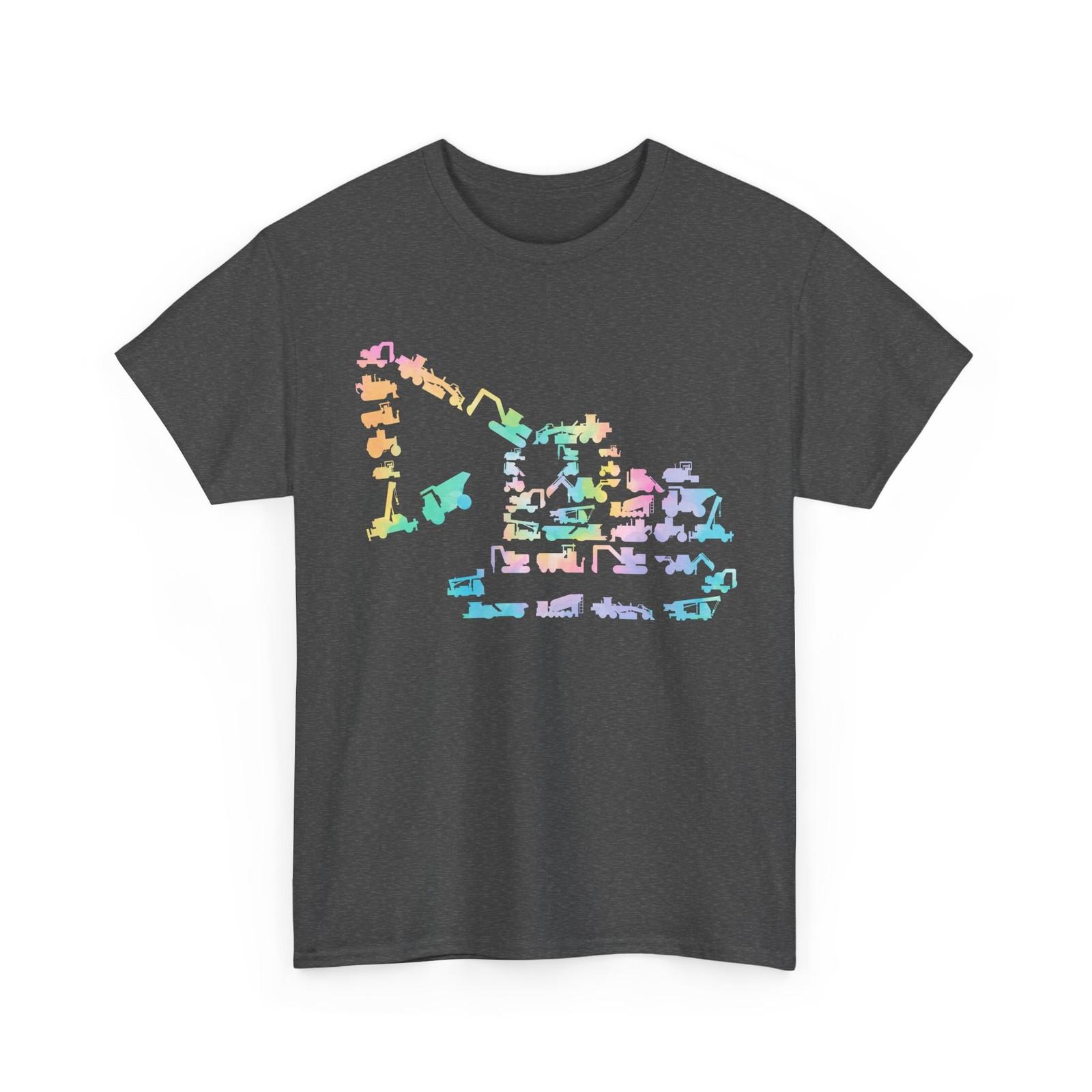 Excavator Digger T-Shirt, Vehicles Construction Trucks Tie Dye Men Shirt XL