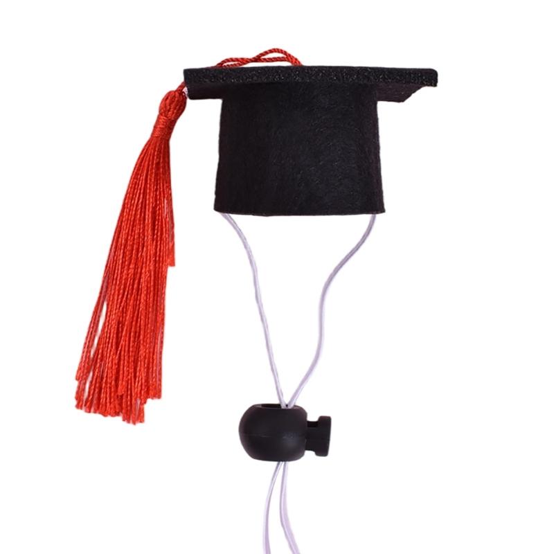 Nonwoven Graduation Hat for Small Companion Animals, Mini Hanging Accent with Sliding Stretch Tie Design for Photos