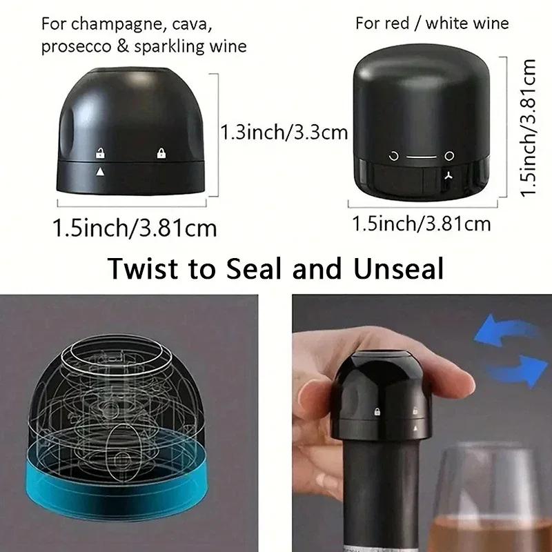 1pcs Vacuum Reusable Red Wine Corks Champagne Bottle Sealer Cap Stopper Set Leak-proof Fresh Keeper for Wine Plug Bar Tools