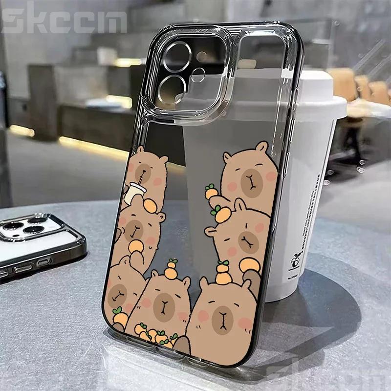Cartoon Tier Süßes Capybara Handyhülle Für iPhone 16 15 14 13 12 11 Pro Max Mini XS XR X 7 8 Plus Stoßfest Weiche Klare Hülle