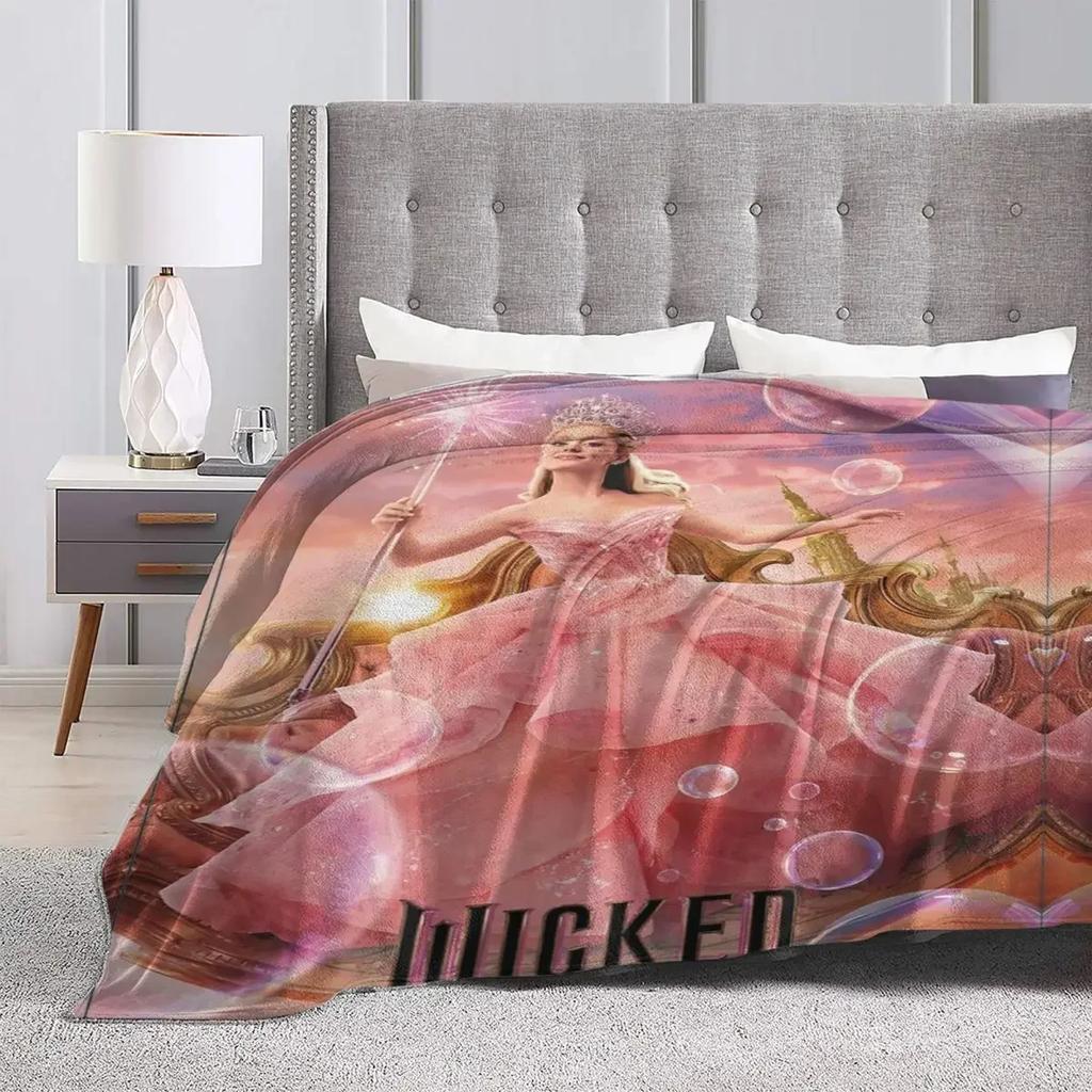 Wicked Musical Film Glinda Poster Merch Decken Flanell Sofa Überwurf Decke Entspannend Warm für Draußen Bettbezüge