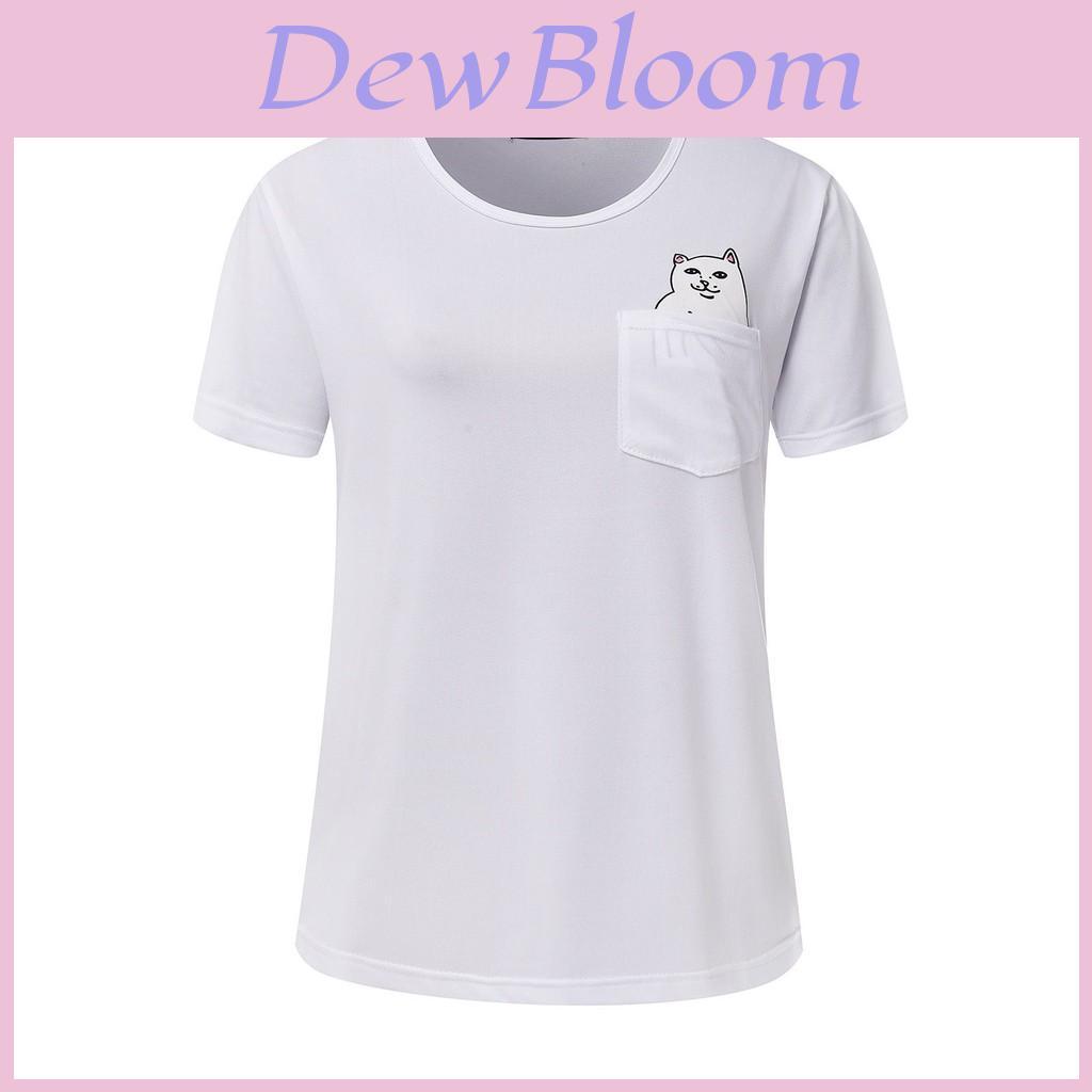 T-shirt Casual in Puro Cotone da Uomo con Stampa Gatto Cartone Animato Estate