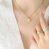 Square White Mother Of Pearl Pendant Minimalist Gold Plated Titanium Steel Necklace For Women