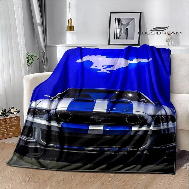 Manta Impresa con Logo de Coche M-Mustang 3D Manta Cálida de Franela Manta Suave y Cómoda Ropa de Cama Cubre Cama Regalo de Cumpleaños