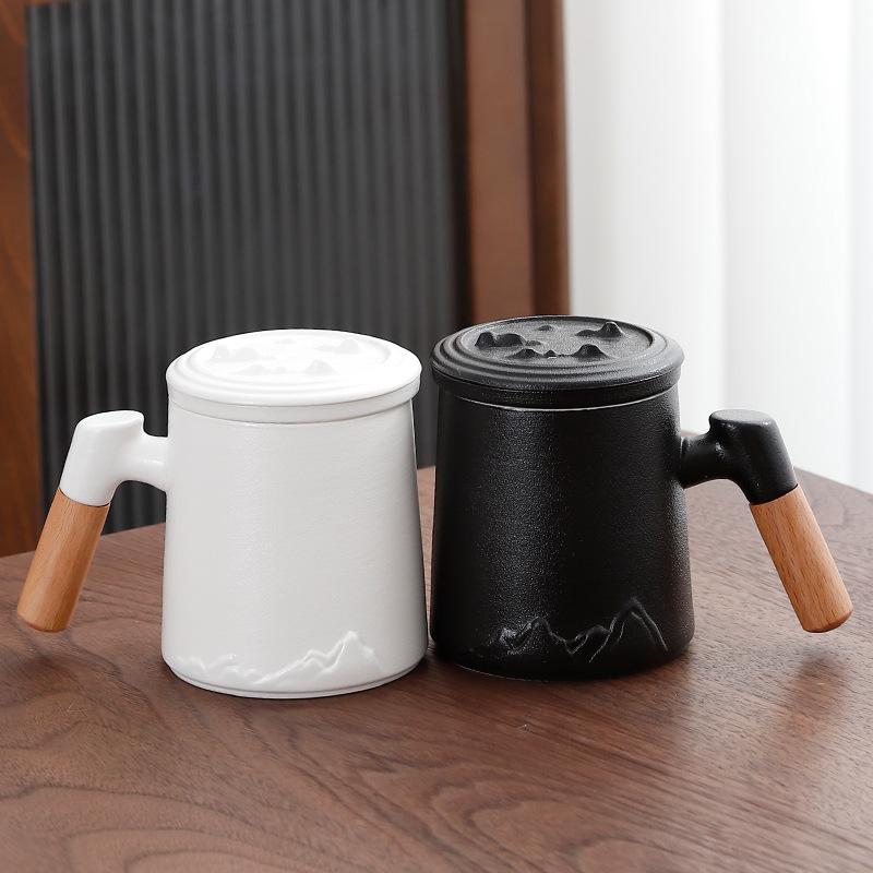 Cana de Ceai cu Filtru Ceramic Cană de Separare a Ceaiului Cană Ceramică de Birou cu Capac Cană Suvenir