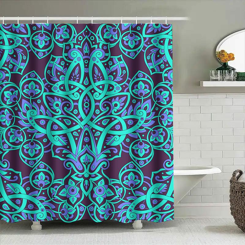 

Vintage Paisley Shower CurtainBlue Green Purple Floral Damask Waterproof Home Decor Bathroom Shower curtain Set 72x84 inch Black 90x180cm