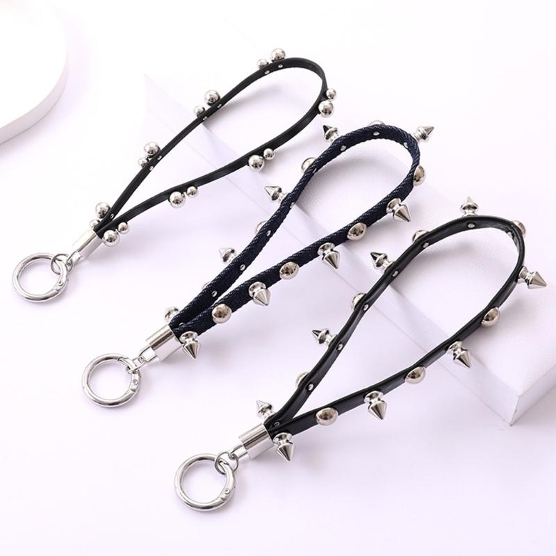Einzigartiges Niet-Leder-Lanyard Nieten-Leder-Seil-Anhänger Schlüsselanhänger Für Handy Schlüssel Und Taschen Stilvolles Accessoire